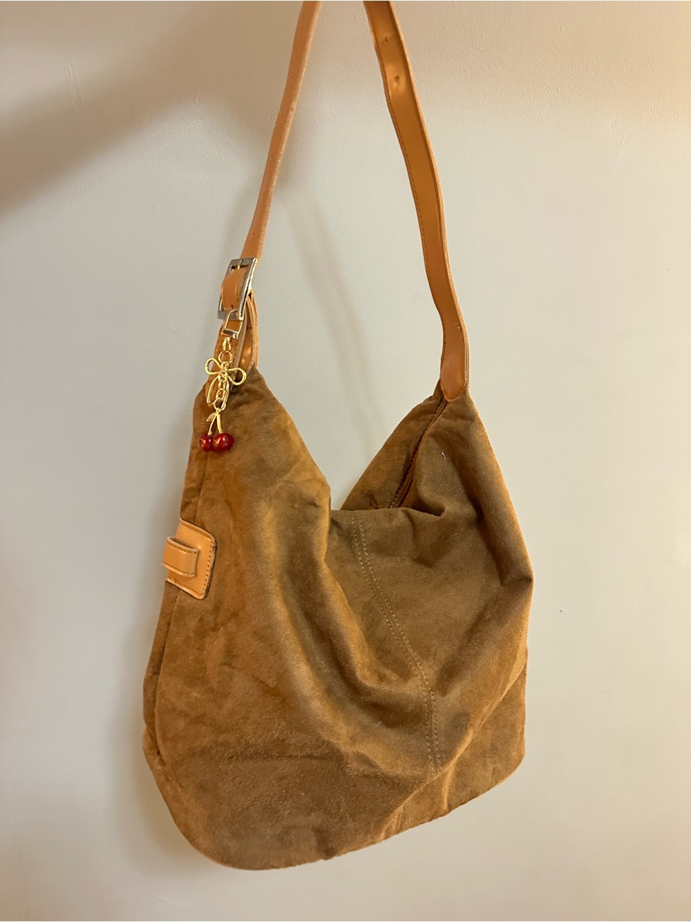 Suede Hobo Shoulder Bag in Brown